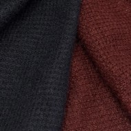 Tissu maille nid d'abeille polyester effet tricot uni bleu marine foncé