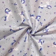 Tissu coton imprimé licorne violet clair