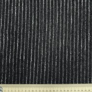 Tissu maille fantaisie polyester bouclé avec lurex rayures blanches sur noir Tissu maille fantaisie polyester bouclé avec lurex rayures blanches sur noir