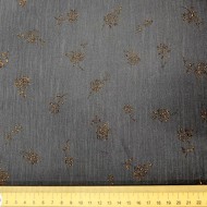 Tissu viscose décoré de roses en lurex cuivré sur anthracite Tissu viscose décoré de roses en lurex cuivré sur anthracite