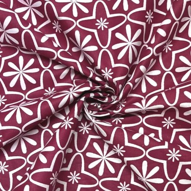 Tissu coton imprimé Chaya carmin Tissu coton imprimé Chaya carmin