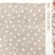 Tissu coton cretonne gratté petits pois blancs sur fond beige
