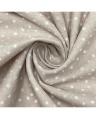 Tissu coton cretonne gratté petits pois blancs sur fond beige Tissu coton cretonne gratté petits pois blancs sur fond beige