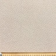 Tissu coton cretonne gratté petits pois blancs sur fond beige