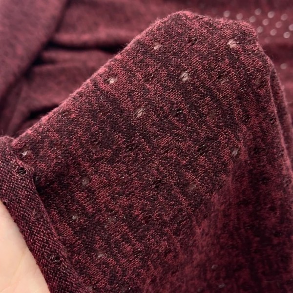 Tissu maile ajourée polyester lurex élasthanne bordeaux chiné Tissu maile ajourée polyester lurex élasthanne bordeaux chiné