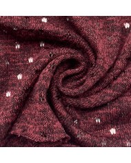 Tissu maile ajourée polyester lurex élasthanne bordeaux chiné