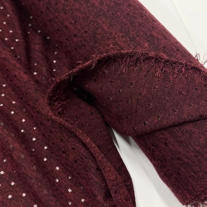 Tissu maile ajourée polyester lurex élasthanne bordeaux chiné