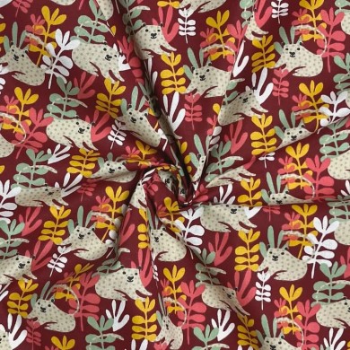 Tissu coton imprimé koala multi couleur Tissu coton imprimé koala multi couleur