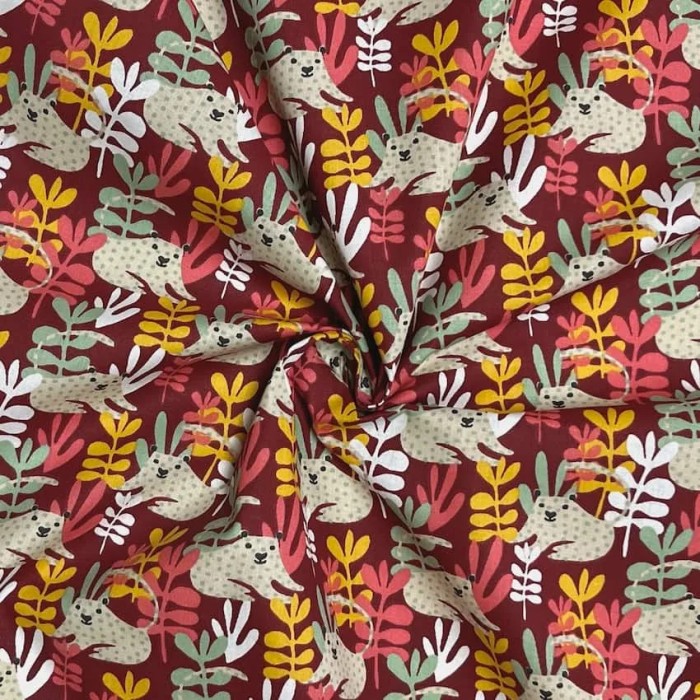 Tissu coton imprimé koala multi couleur