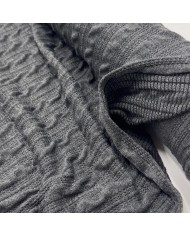 Tissu maille torsadée acrylique élasthanne gris