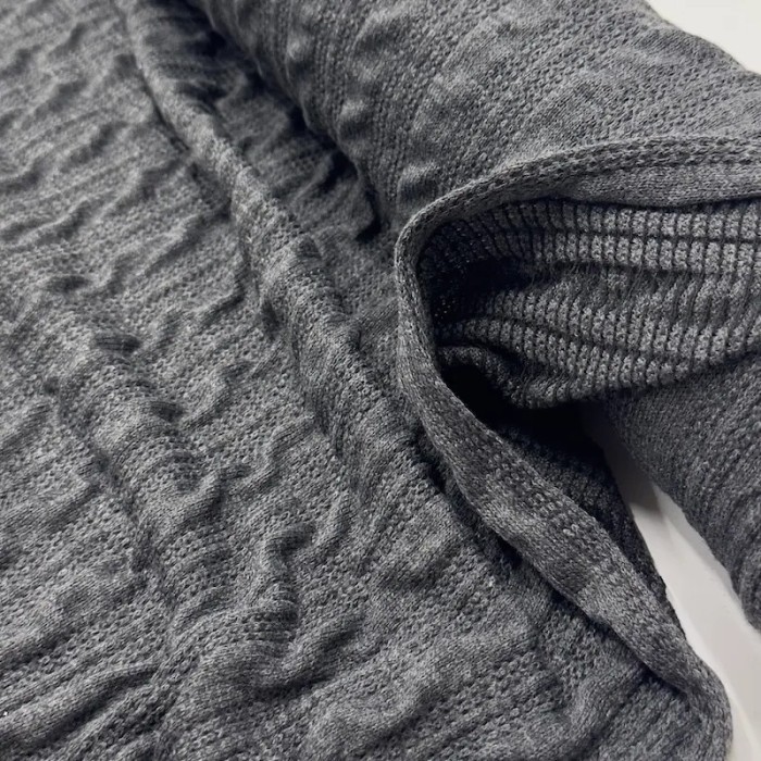 Tissu maille torsadée acrylique élasthanne gris
