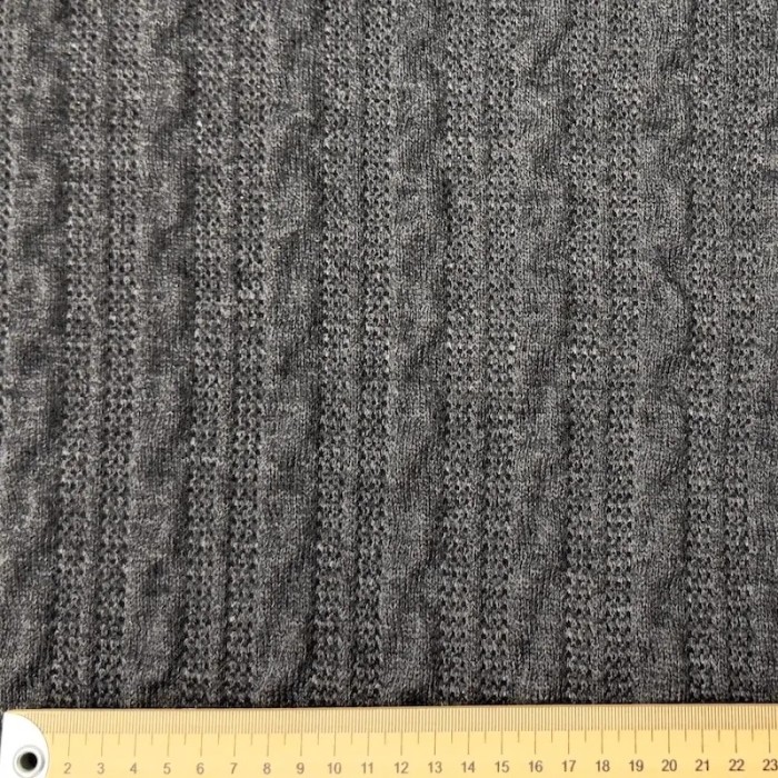 Tissu maille torsadée acrylique élasthanne gris
