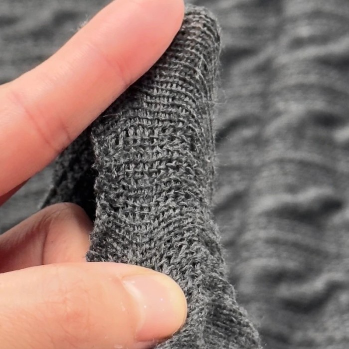 Tissu maille torsadée acrylique élasthanne gris