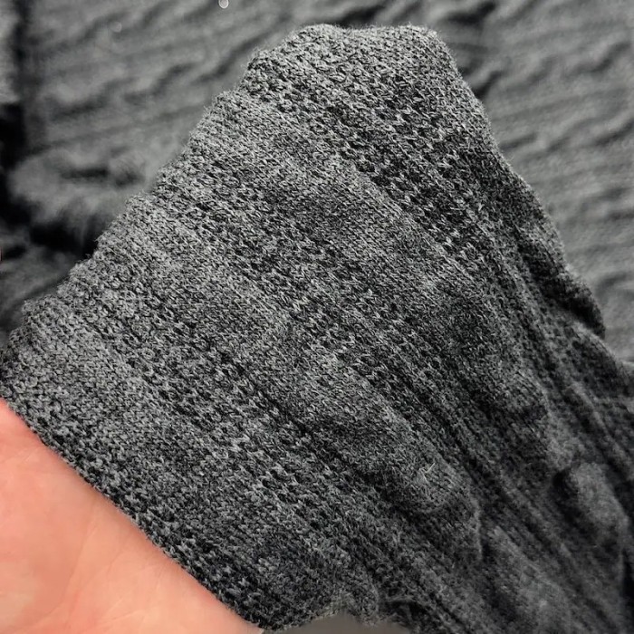 Tissu maille torsadée acrylique élasthanne gris