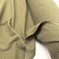 Tissu polyester relief à carreaux velouté vert sauge