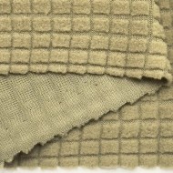 Tissu polyester relief à carreaux velouté vert sauge