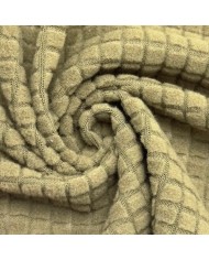 Tissu polyester relief à carreaux velouté vert sauge