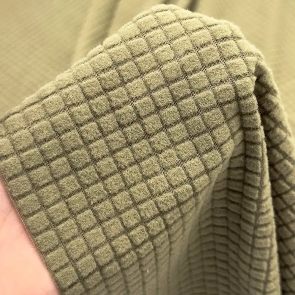 Tissu polyester relief à carreaux velouté vert sauge Tissu polyester relief à carreaux velouté vert sauge