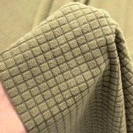 Tissu polyester relief à carreaux velouté vert sauge