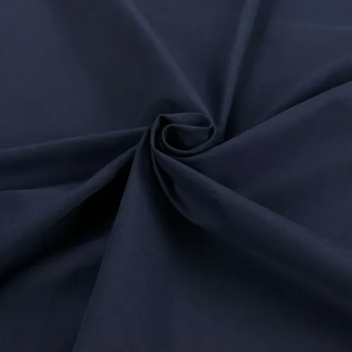 Tissu coton stretch satiné bleu marine uni