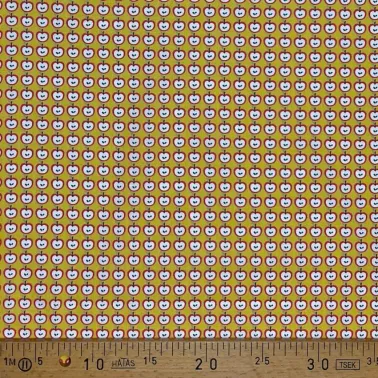Tissu coton imprimé pomme jaune