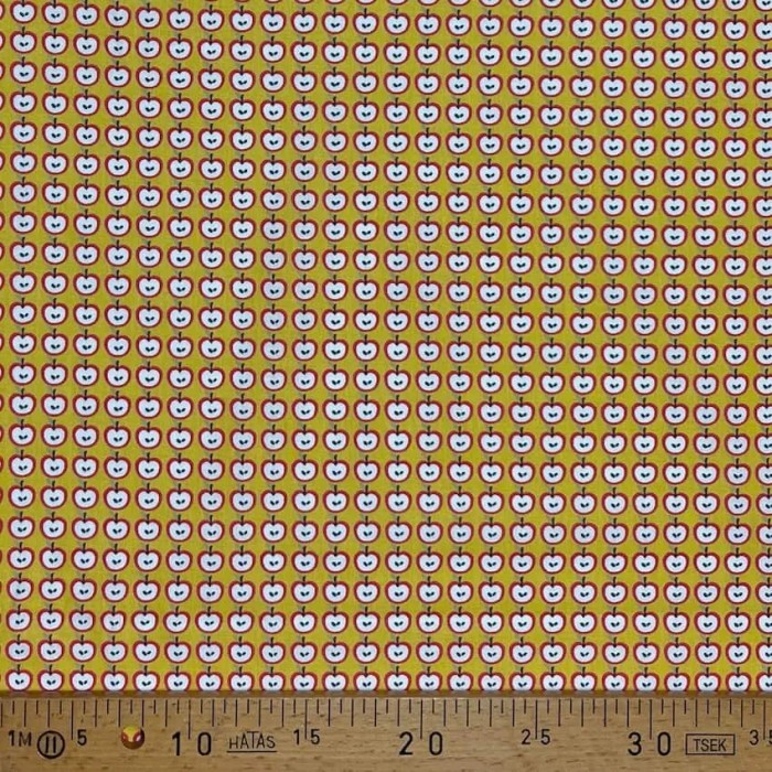 Tissu coton imprimé pomme jaune