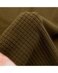 Tissu polyester relief à carreaux velouté kaki