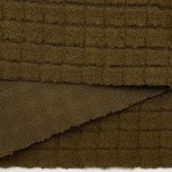 Tissu polyester relief à carreaux velouté kaki
