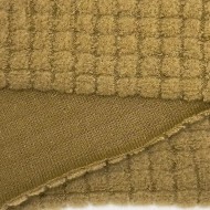 Tissu polyester relief à carreaux velouté camel