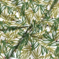Tissu coton imprimé feuillage vert