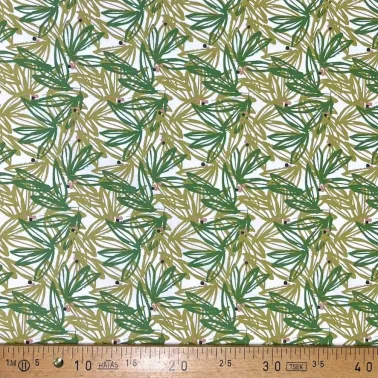 Tissu coton imprimé feuillage vert