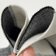 Tissu aspect lainage polyester coton effet flanelle à grands carreaux noir blanc