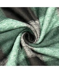 Tissu aspect lainage polyester coton effet flanelle à grands carreaux noir vert Tissu aspect lainage polyester coton effet flanelle à grands carreaux noir vert