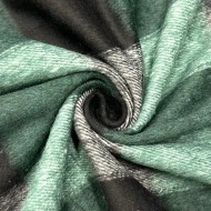 Tissu aspect lainage polyester coton effet flanelle à grands carreaux noir vert Tissu aspect lainage polyester coton effet flanelle à grands carreaux noir vert