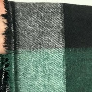 Tissu aspect lainage polyester coton effet flanelle à grands carreaux noir vert Tissu aspect lainage polyester coton effet flanelle à grands carreaux noir vert