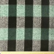 Tissu aspect lainage polyester coton effet flanelle à grands carreaux noir vert Tissu aspect lainage polyester coton effet flanelle à grands carreaux noir vert