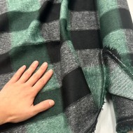 Tissu aspect lainage polyester coton effet flanelle à grands carreaux noir vert Tissu aspect lainage polyester coton effet flanelle à grands carreaux noir vert