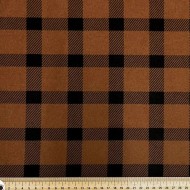 Tissu polyester effet flanelle à carreaux noir sur fond marron Tissu polyester effet flanelle à carreaux noir sur fond marron