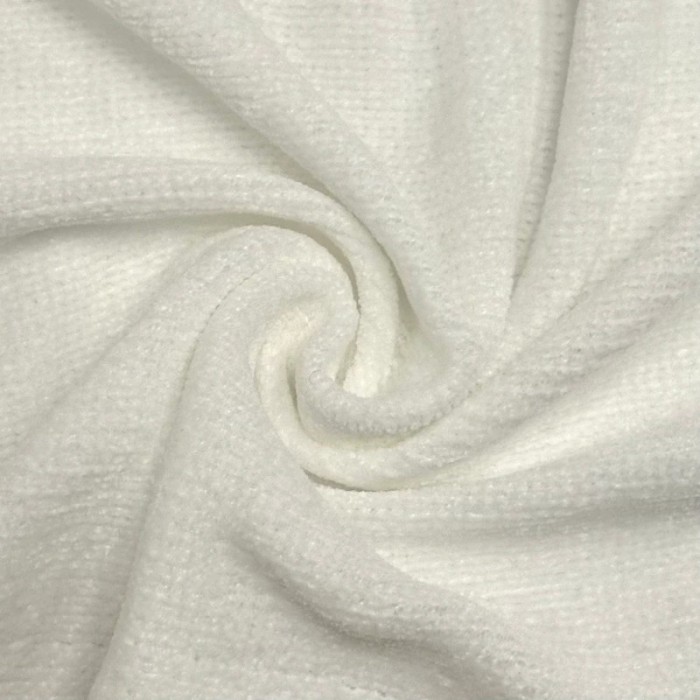 Tissu polyester effet velours uni blanc Tissu polyester effet velours uni blanc
