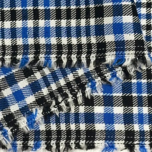 Tissu 100% viscose motif prince-de-galles bleu et noir Tissu 100% viscose motif prince-de-galles bleu et noir