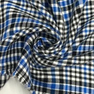 Tissu 100% viscose motif prince-de-galles bleu et noir Tissu 100% viscose motif prince-de-galles bleu et noir