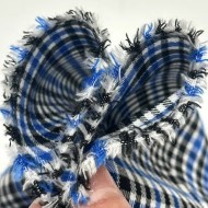 Tissu 100% viscose motif prince-de-galles bleu et noir Tissu 100% viscose motif prince-de-galles bleu et noir