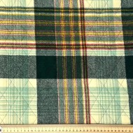 Tissu matelassé polyester laine écossais moutarde rouge sur vert Tissu matelassé polyester laine écossais moutarde rouge sur vert