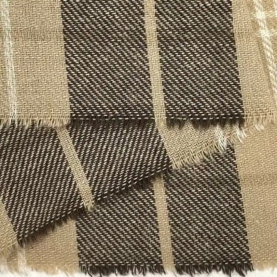 Tissu 100% coton à carreaux beiges et taupe