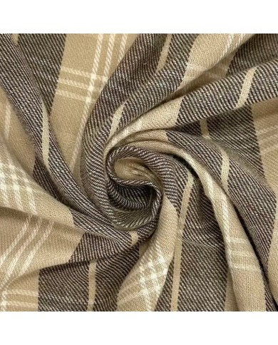 Tissu 100% coton à carreaux beiges et taupe Tissu 100% coton à carreaux beiges et taupe
