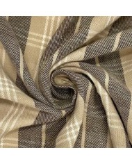 Tissu 100% coton à carreaux beiges et taupe Tissu 100% coton à carreaux beiges et taupe