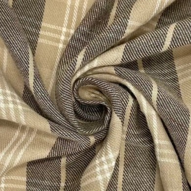 Tissu 100% coton à carreaux beiges et taupe