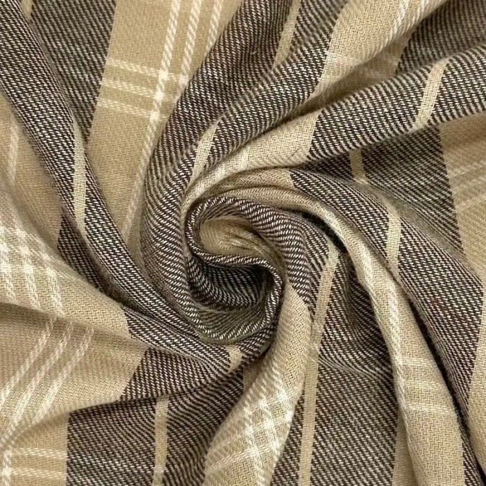 Tissu 100% coton à carreaux beiges et taupe Tissu 100% coton à carreaux beiges et taupe