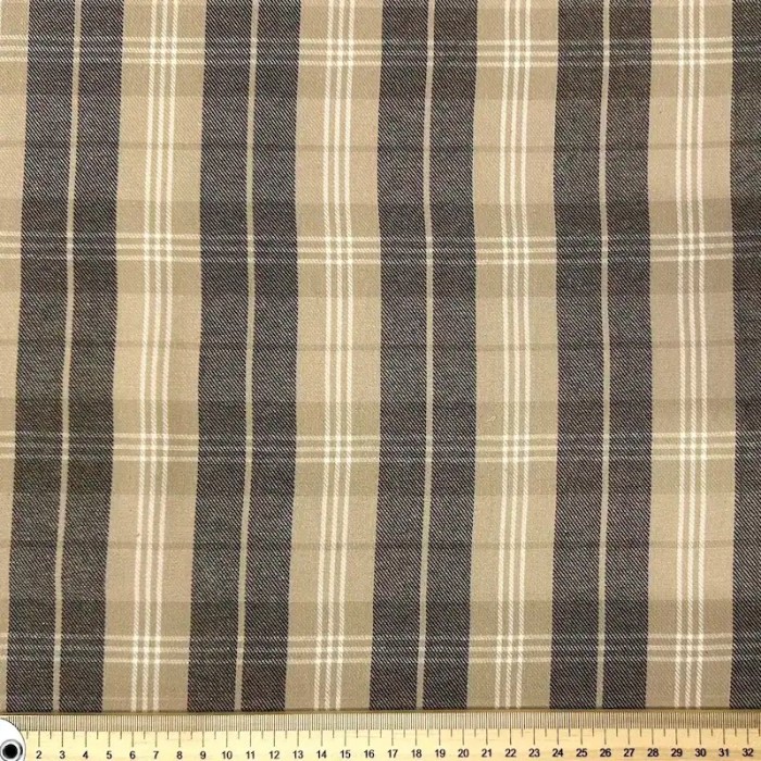 Tissu 100% coton à carreaux beiges et taupe Tissu 100% coton à carreaux beiges et taupe