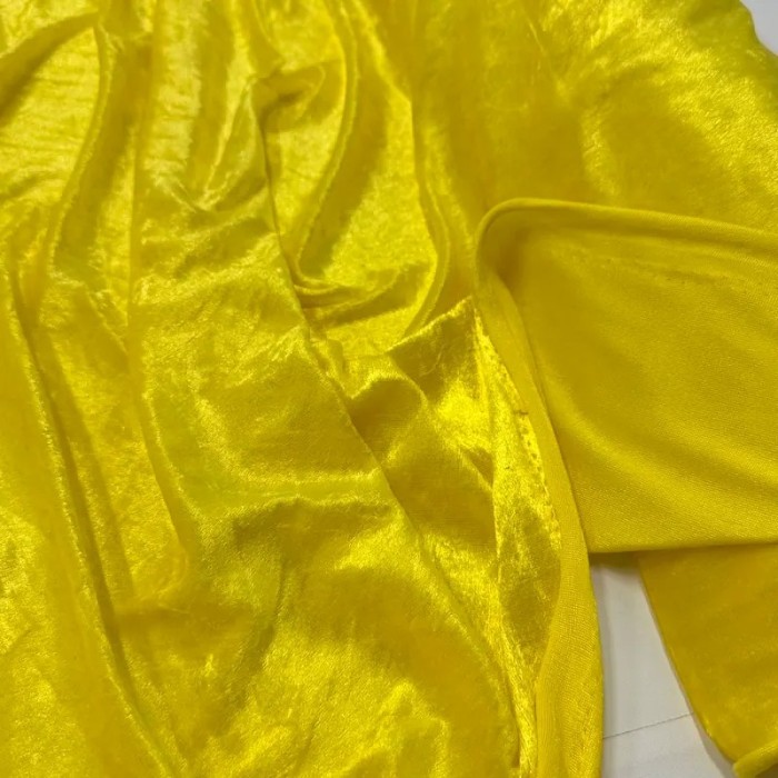 Tissu panne de velours polyester uni citron Tissu panne de velours polyester uni citron